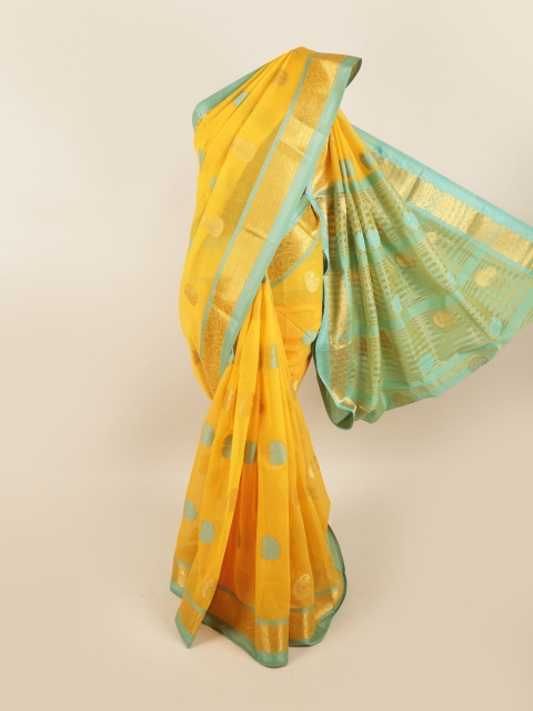 

Pothys Yellow & Green Ethnic Motifs Zari Saree
