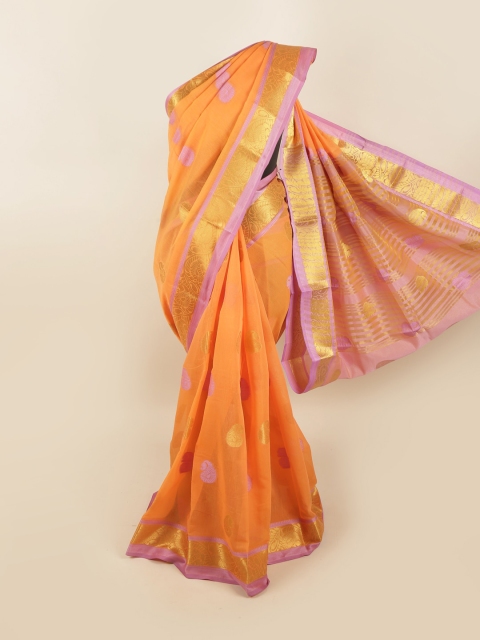 

Pothys Orange & Pink Ethnic Motifs Zari Saree