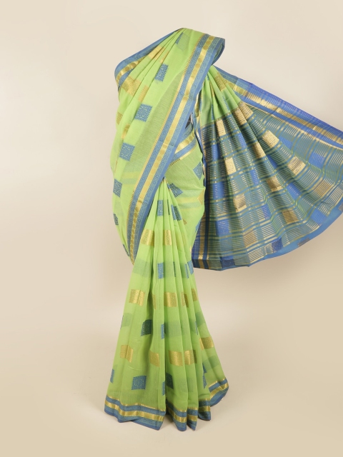

Pothys Green & Blue Ethnic Motifs Zari Saree