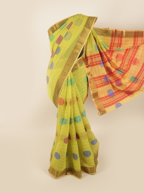 

Pothys Green & Blue Ethnic Motifs Zari Saree