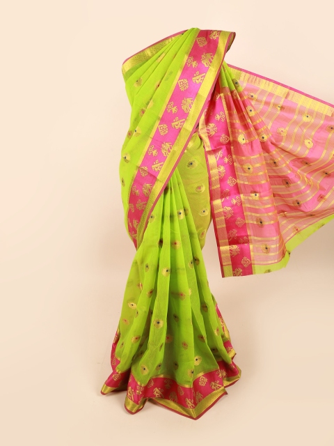 

Pothys Green & Magenta Ethnic Motifs Zari Saree
