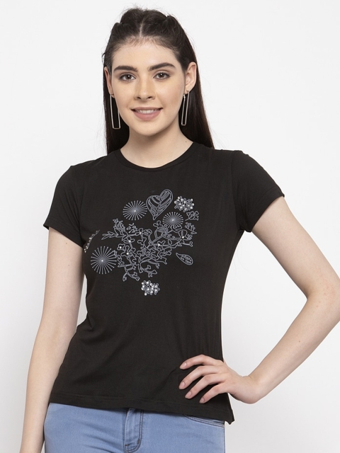 

armure Black Floral Regular Top