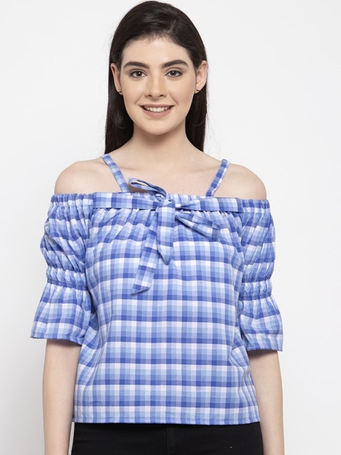 

armure Blue Checked Regular Top