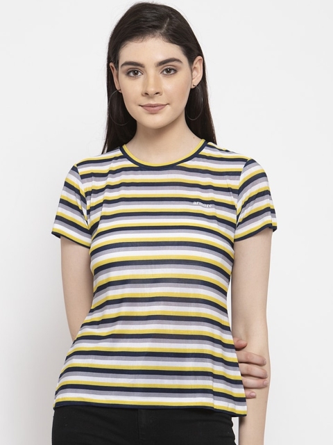

armure Yellow & White Striped Regular Top
