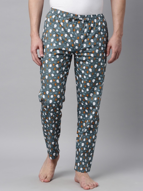 

Joven Men Grey & White Printed Cotton Lounge Pants