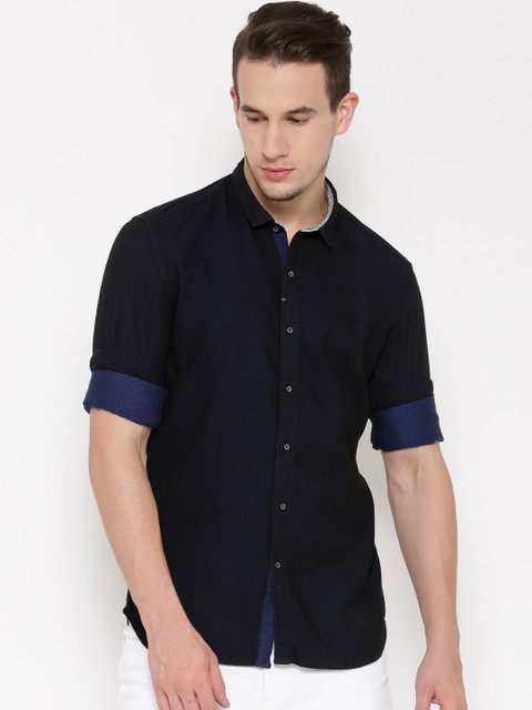 

Numero Uno Men Navy Slim Fit Solid Casual Shirt, Navy blue