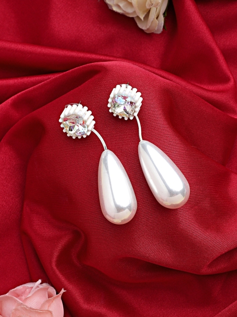 

Mali Fionna White Contemporary Drop Earrings