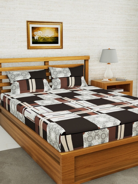 

BIANCA Brown & Grey 152 TC Queen Bedsheet with 2 Pillow Covers
