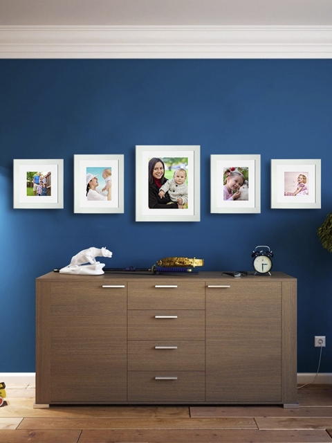 

WENS Set Of 5 White Synthetic Wood Photo Frames