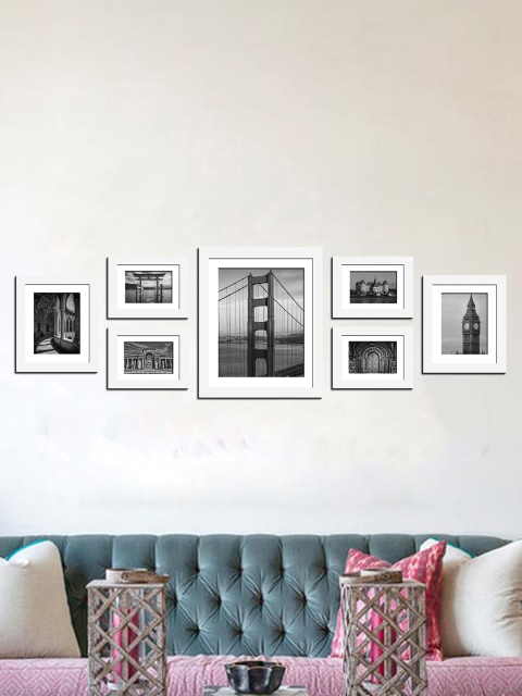 

WENS Set Of 7 White Synthetic Wood Photo Frames