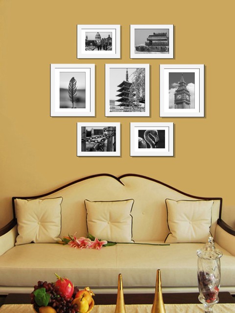 

WENS Set Of 7 White Synthetic Wood Photo Frames