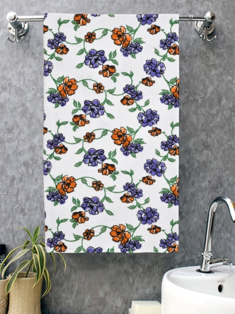 

BOMBAY DYEING Unisex White & Orange Printed 400 GSM Cotton Bath Towel
