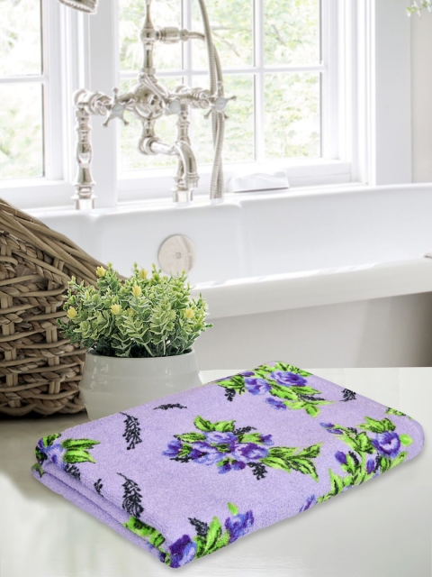 

BOMBAY DYEING Purple & Green Floral Printed 400 GSM Cotton Bath Towel
