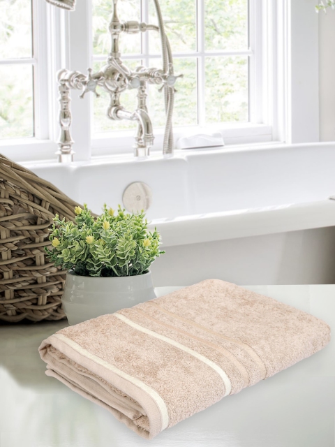 

BOMBAY DYEING Beige & White Striped 400 GSM Cotton Bath Towel