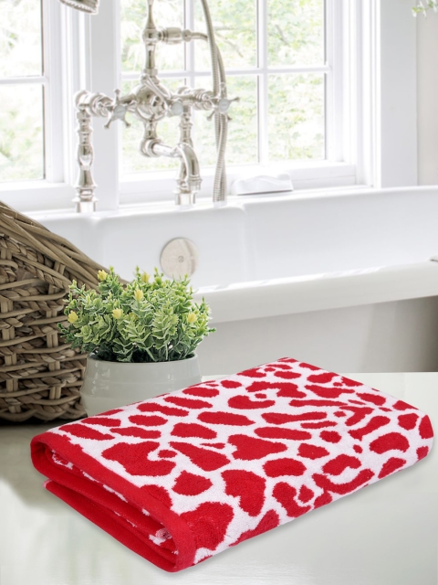 

BOMBAY DYEING Red & White Printed 400 GSM Cotton Bath Towel