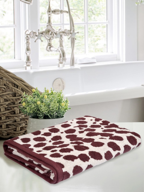 

BOMBAY DYEING White & Maroon Printed Cotton 400 GSM Bath Towel