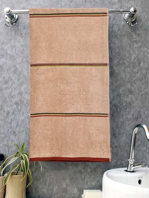 

BOMBAY DYEING Beige & Brown Striped 400 GSM Cotton Bath Towel