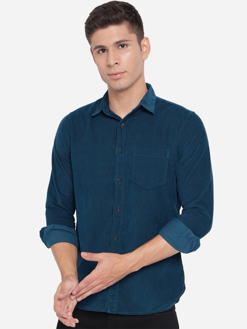 

JADE BLUE Men Blue Slim Fit Pure Cotton Checked Casual Shirt