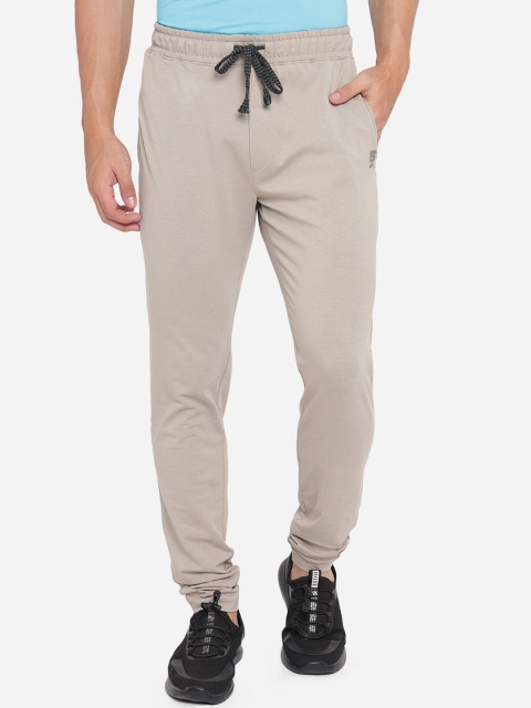

JADE BLUE Men Beige Solid Pure Cotton Regular Fit Track Pants