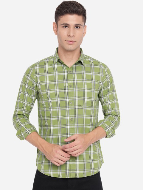 

JADE BLUE Men Green Slim Fit Tartan Checks Opaque Checked Casual Shirt