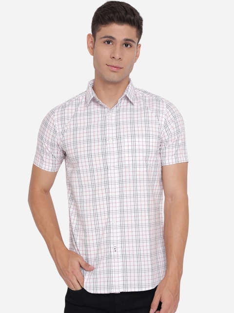 

JADE BLUE Men White Slim Fit Opaque Checked Casual Shirt