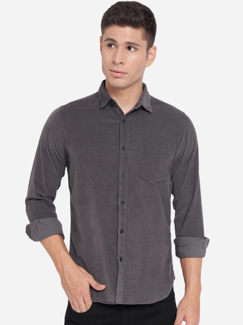 

JADE BLUE Men Grey Slim Fit Opaque Casual Shirt