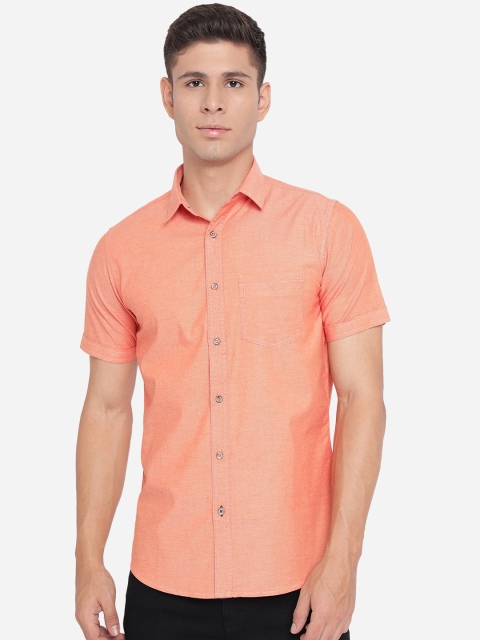 

JADE BLUE Men Orange Slim Fit Pure Cotton Casual Shirt