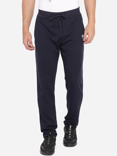 

JADE BLUE Men Navy Blue Solid Pure Cotton Regular Fit Track Pants