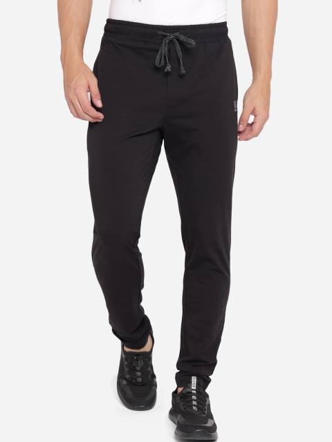 

JADE BLUE Men Black Solid Pure Cotton Regular Fit Track Pants