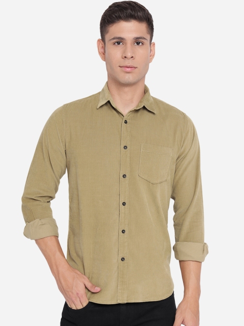 

JADE BLUE Men Brown Slim Fit Pure Cotton Casual Shirt