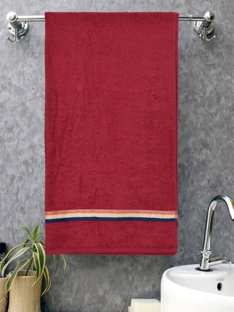 

BOMBAY DYEING Burgundy-Coloured & Orange Solid 400 GSM Cotton Bath Towel