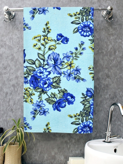 

BOMBAY DYEING Turquoise-Blue & Green Printed 400 GSM Cotton Bath Towel