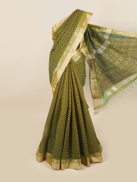 

Pothys Green & Maroon Silk Cotton Saree