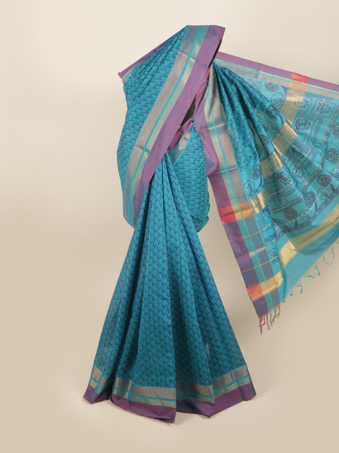 

Pothys Blue & Purple Paisley Zari Silk Cotton Saree