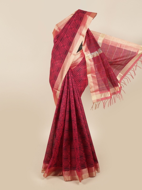 

Pothys Magenta & Gold-Toned Zari Silk Cotton Saree