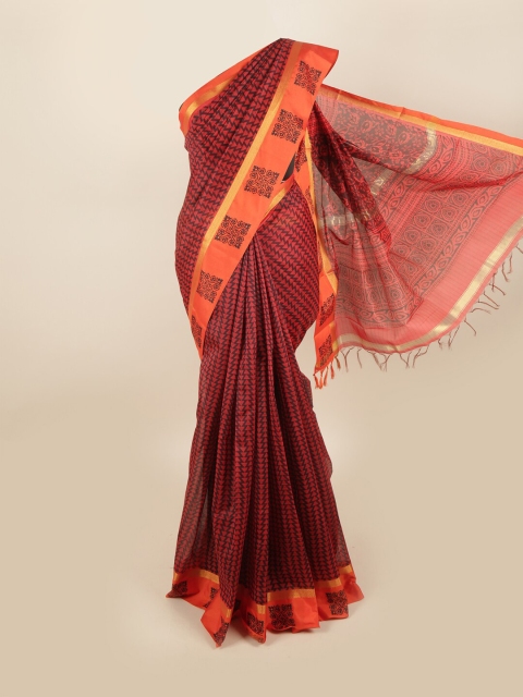 

Pothys Maroon & Black Zari Silk Cotton Saree