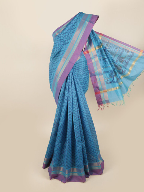 

Pothys Blue & Purple Silk Cotton Saree