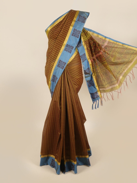 

Pothys Green & Blue Zari Silk Cotton Saree