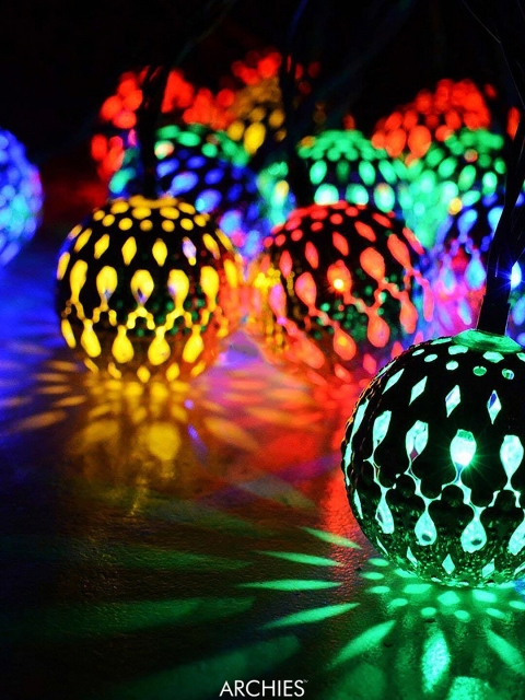 

Archies Green & Blue Glass Decorative Moroccan Ball Lights