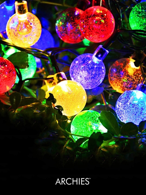 

Archies Multicoloured Textured Glass Decorative LED Ball Lights, Multi