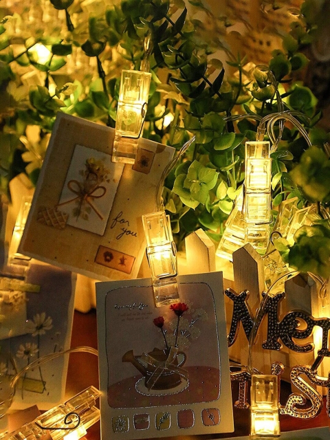 

Archies Yellow Glass Quirky Wall String Lights with Photo Clips