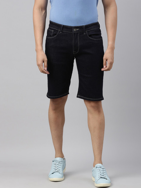 

American Bull Men Black Slim Fit Denim Shorts