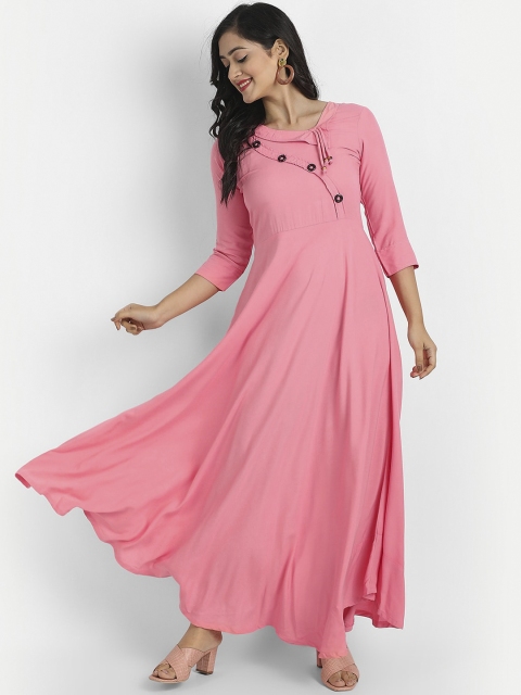 

Globon Impex Pink Liva Maxi Dress