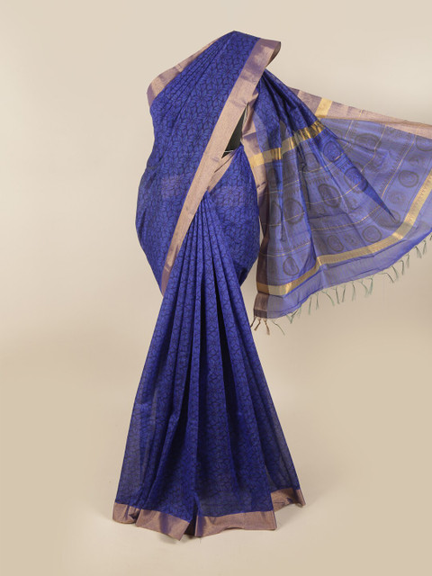 

Pothys Violet & Gold-Toned Silk Cotton Saree