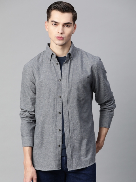 

Marks & Spencer Men Grey Solid Cotton Casual Shirt