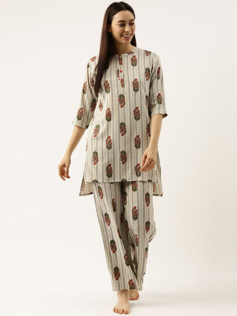 

Clt s Women Green Printed Night suit