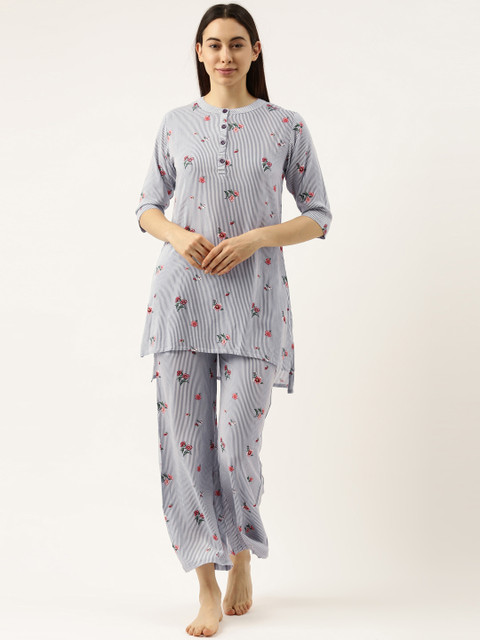 

Clt.s Women Navy Blue & Pink Printed Night suit C1151