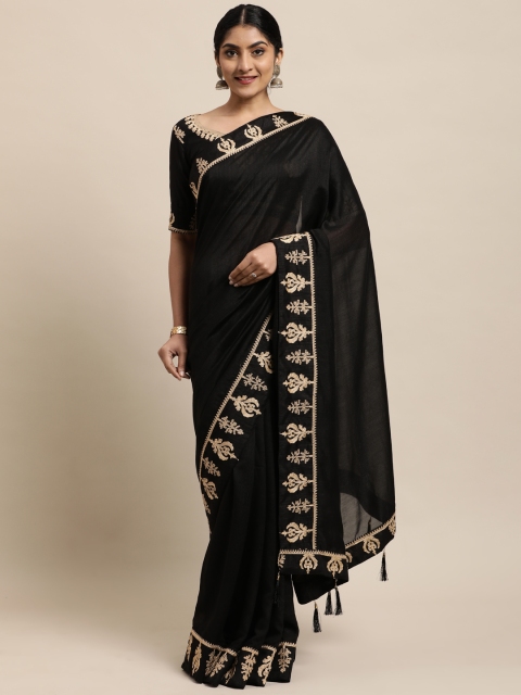

Satrani Black Embroidered On Lace Saree