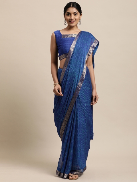 

Satrani Blue Leheriya Pure Chiffon Saree