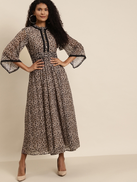 

Juniper Women Beige & Black Animal Print Maxi Dress